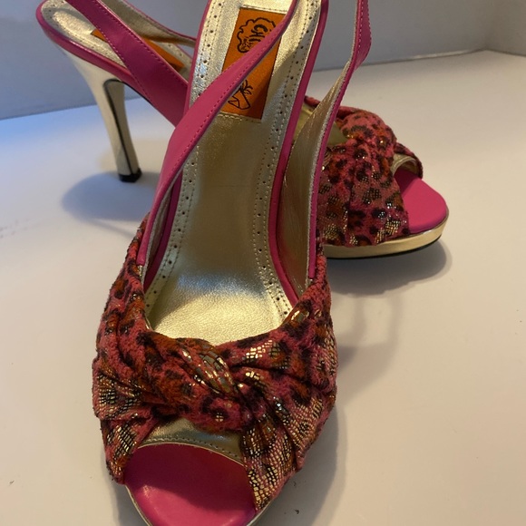 Pink and gold sling back pumps - Picture 5 of 9
